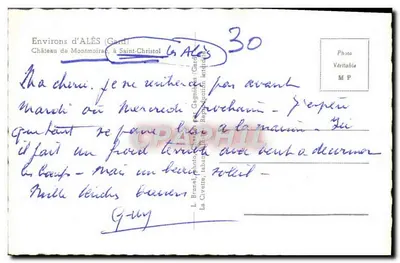 Castelo de Montmoirac — Arredores de Alès (Gard) — L. Brunel, La Civette, MP — Verso