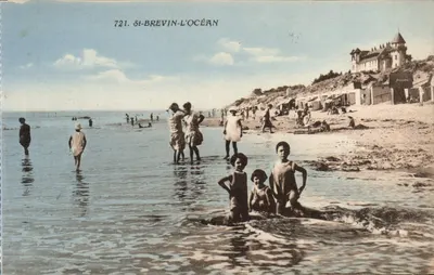 St-Brevin-l'Océan — praia com crianças brincando — série 721, editor JEBEL-DUPPIN, MORTAGNE