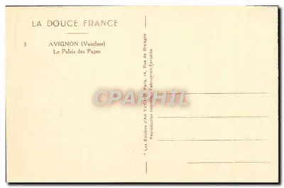 Avignon (Vaucluse) — O Palácio dos Papas — Éditions d'Art Yvon, Paris — Verso