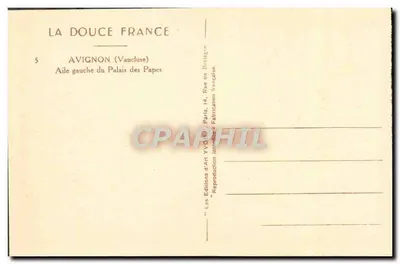 Avignon (Vaucluse) — Lewa część Pałacu Papieskiego — Wydawnictwo Sztuki YVO17 — Rewers