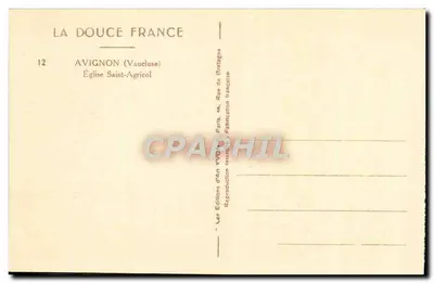 Avignon (Vaucluse) — Igreja de São Agricólo — Les Éditions d'Art VVO, Paris — Verso