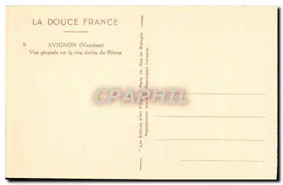 Avignon — Vista geral da margem direita do Ródano — Les Éditions d'Art d'Avignon — Verso