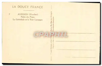 Avignon — Pałac Papieski i Wieża Campagne — Wydawnictwo Sztuki YVO.17 — Rewers