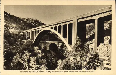 Arredores de L'ESCARÈNE (A.M.) — O novo Ponte. Estrada das Chacras de Peille.
