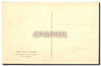 Villefranche-sur-Mer — Vue générale — éditeur GILLETTE & Cie — Verso