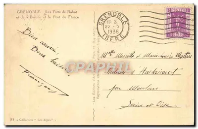 Grenoble — Os Fortes de Rabot e da Bastilha e o Ponte da França — As Edições de Arte 'Varenne' — Verso