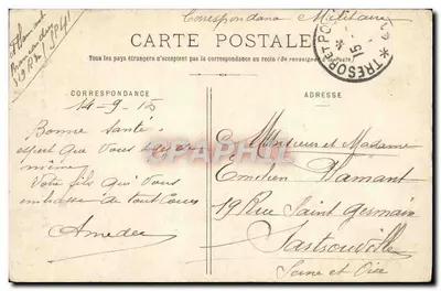Bilhete postal antigo Nomexy A Capela do Coteau — Verso