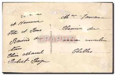 Bilhete postal antigo Bonne Fete Fleurs — Verso