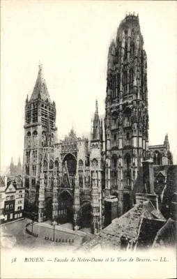 Rouen — Façade de Notre-Dame et la Tour de Beurre — LL. n° 58