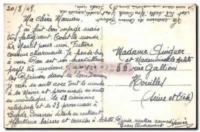 Stara pocztówka Pau Ogólny widok na rzekę Gave — Rewers