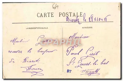 Blarritz pittoresch — Het Oude Haven, Villa « Belga » en de Kust van de Basquen — N° 68 — Uitgave Léonian, foto Mandiboure — Achterkant