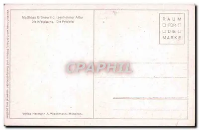 Crucificação — Prédela do altar de Isenheim — Verlag Hermann A. Wiechmann, Munique — Verso