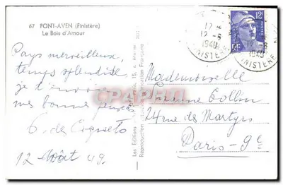 O Bosque do Amor — Pont-Aven (Finistère) — Les Éditions d'Art Paris — Verso