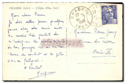 Chabris (Indre) — La Chiesa (Mon. hist.) — Editore C. Gay — Verso