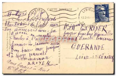 Basilica di Notre-Dame du Perreux — vista generale — Edizione C.B.S.T. Lisieux — Verso