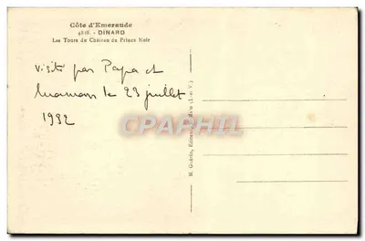 Wieża Zamku Czarnego Princesa — Dinard — Côte d'Émeraude, wydawca M. Goérin — Rewers