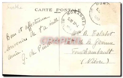 Solesmes (Sarthe) — Abadia das Beneditinas, vista dos Margens da Sarthe — J. Mallcot, Sable-sur-Sarthe — Verso