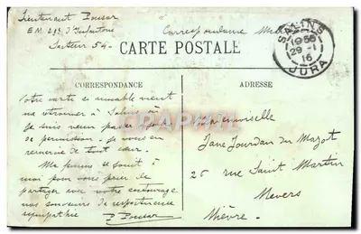 Cartolina d'epoca Salins Les Bains — Il Forte Saint Andre e la città vista dal Forte Belin — Verso