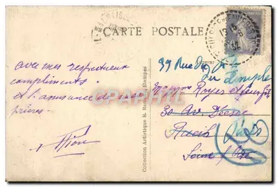 Kościół św. Sulpicja w Favières (S.-et-O.) — Wydawca: Artystyczna kolekcja B. Ramand, numer serii nie widoczny — Rewers