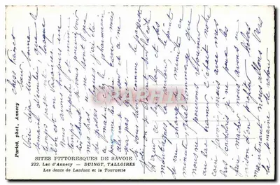 Lago d'Annecy — Dents de Lanfon e a Tournette — Sítios pitorescos da Saboia, n°222, edição Partot, Annecy — Verso