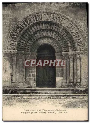 Aulnay (Charente-Inferieure) — Porta da igreja do século XIII, lado sul — Editor D. B. Berry, n° 14