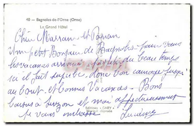 O Grande Hotel — Bagnoles-de-l'Orne — Éditions Caby — Verso