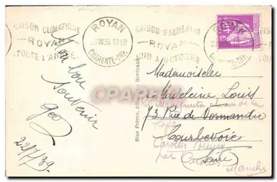 ROYAN (Côte d'Argent) — Skaliste Wzgórza Vallières — Bloo Frères, Bordeaux — Rewers