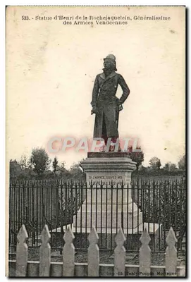 Estátua de Henri de la Rochejaquelein, Geralíssimo das Forças Vendeanas — série 533 — editor Imp. Lib. Poupin, Mortagne
