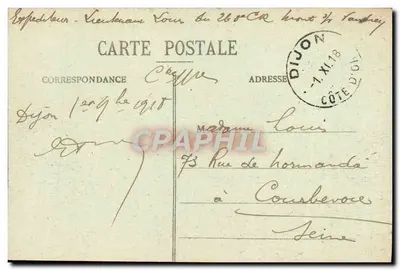 Dijon - Place Darcy e Hôtel de la Cloche — L. V., edição Côte d'Or — Verso