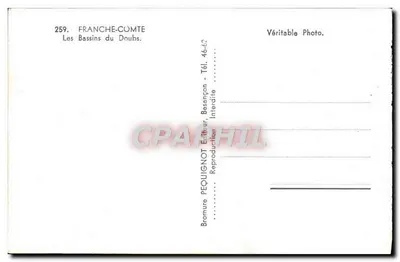 Les Bassins du Doubs — Franche-Comté — editor PEQUIGNOT, Besançon, n° 259 — Verso