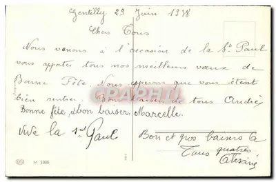 Bukiet róż — Szczęśliwego dnia — Wydawca M 1906 — Rewers