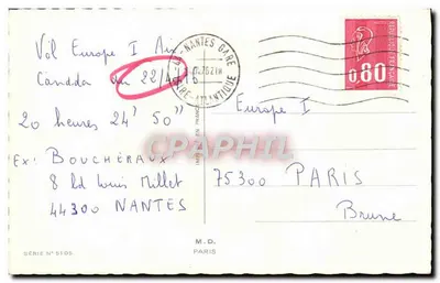 Buquê de rosas — ilustração botânica — série n°5105, editada por M.D. Paris — Verso