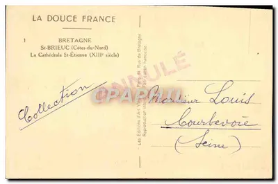 St-Brieuc — Katedra St-Étienne — Wydawca La Douce France, nr 1 — Rewers