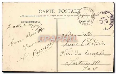 Wieża dawnego klasztoru benedyktynów Świętego Amanta — Legru-Raviart, wydawca - 1905 — Rewers