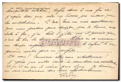Metz - Dzielnica Roques (strona zachodnia) — Szkoła po ogniu — wydawca Manovel, nr 238 — Rewers