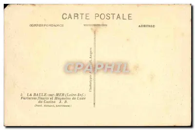 La Baule-sur-Mer — Parterre fiorito e Magazzini di Lusso del Casino — Fototipia Angers — Verso