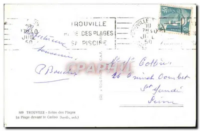 Trouville - La Plage devant le Casino — éditeur Durville, n° 809 — Verso