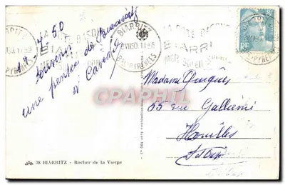 Rocher de la Vierge — Biarritz — C° des Arts Photomécaniques — Verso