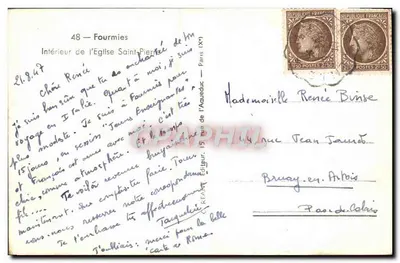 Interior da Igreja de São Pedro — Fourmies — Editor R.E.A.M.T. n°48 — Verso