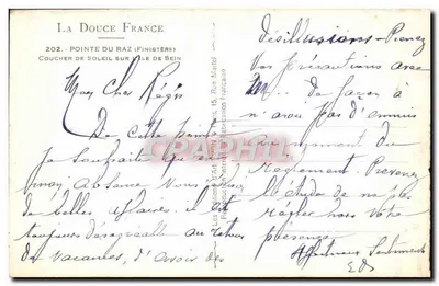 Zachód słońca na kapie Pointe du Raz — La Douce France, n° 202 — Rewers