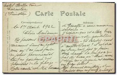 Carantec (Finistère) — Plaża Kelen, wejście do zatoki Morlaix i Zamek Taureau — nr 1270 — Rewers