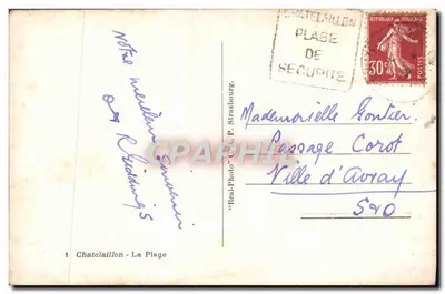 Chatelaillon - A Praia — vista da praia e do cais — editor 'Real-Photo' A.P. Strasbourg, n°1 — Verso