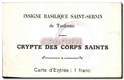 Cripta de los Cuerpos Santos — Basílica de San Sernín — Toulouse — Reverso