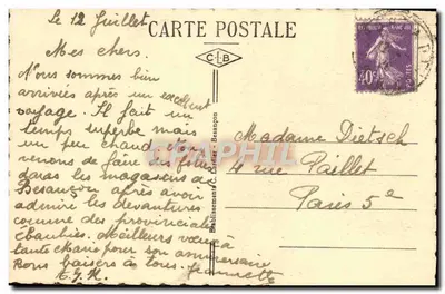 Besançon-les-Bains — Porte Rivotte — éditeur C. Lardier — Verso