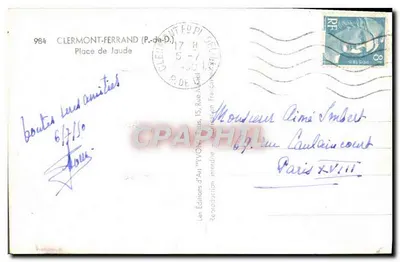 Piazza de Jaude — Clermont-Ferrand — Editore J. Vogt, n° 984 — Verso