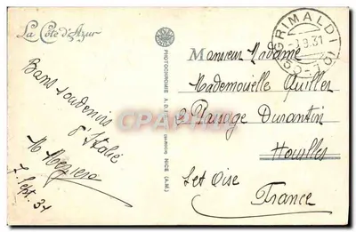 Mentone — Widok Mentony — Hotel Miramar — Grimaldi-Vintimiglia, n°13 — Rewers