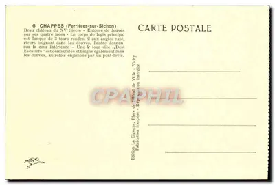 Zamek w Chappes — Ferrières-sur-Sichon — Wydawnictwo La Cigogne, Vichy — Rewers