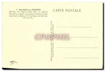 Castello di Saligny-sur-Roudon — vista panoramica — Edizione La Cigogre, Vichy — Verso
