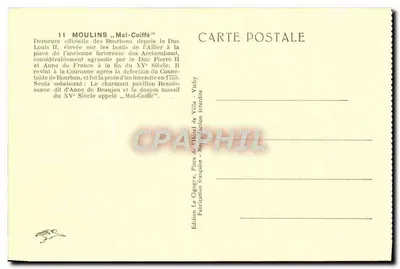 Zamek w Moulins (Malcoiffée) — widok z masowego wieży — Wydawnictwo La Gigogne, Vichy — Rewers