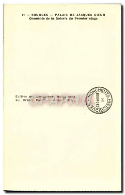 Bourges — Pałac Jacques Cœur — Kominek Galerii Pierwszego Piętra — Wydawnictwo Zabytków — Rewers